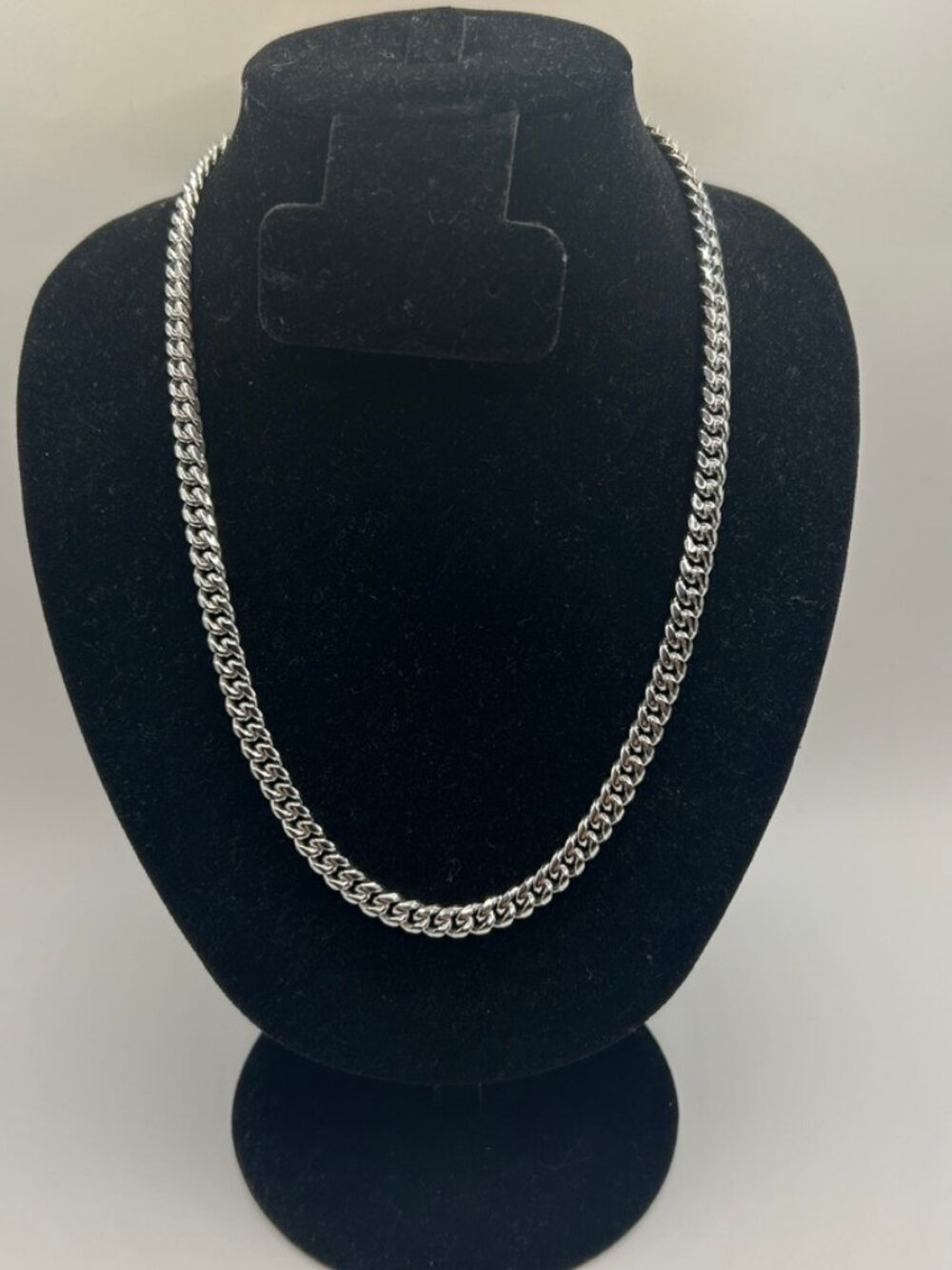 Mens Miami Cuban Link Chain Real Silver 26 Inch Plated 6mm Box Clasp Waterproof